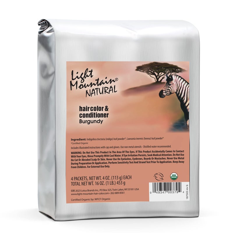 Light Mountain Henna Hair Color & Conditioner - Burgundy Hair Dye for Men/Women, Organic Henna Leaf Powder, Chemical-Free, Semi-Permanent Hair Color, 16 Oz - Image 1